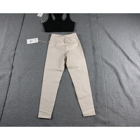 New Mate The Label Legging Sports Bra Xs Black Cream Beige Organic USA - Picture 2 of 6